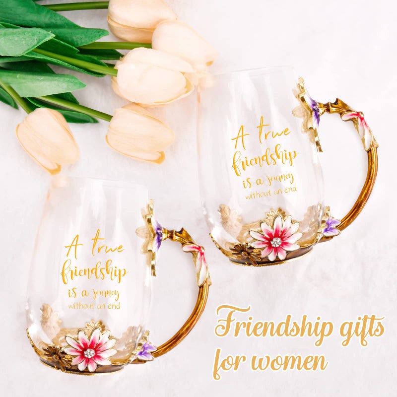 OEAGO Friendship Gifts for Women Best Tea Cup Friend Gifts for Women Flower Coffee Mug Christmas Birthday Gifts for Female Coworker - Image 5